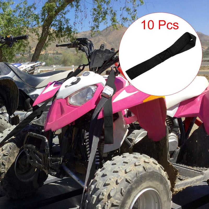 F FIERCE CYCLE 10pcs 8.07" x 0.98" Cargo Belt Soft Loop Tie Down Trailer Straps for Motorcycle ATV UTV Black 2.5x20.5cm - Image 2